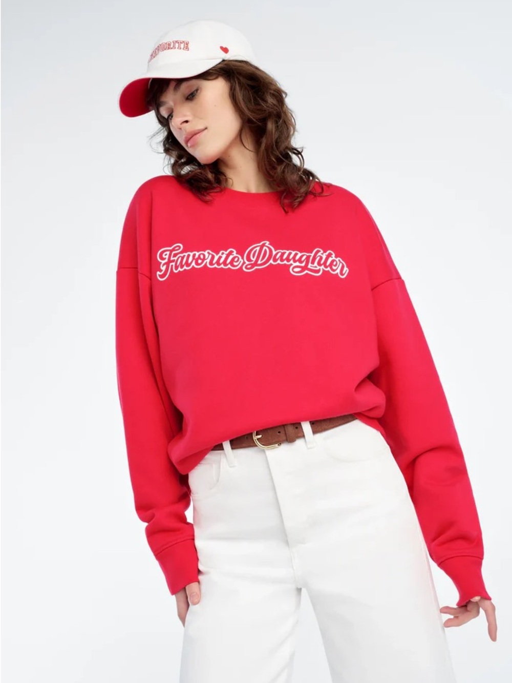 The Varsity Sweatshirt- Rouge Red/White